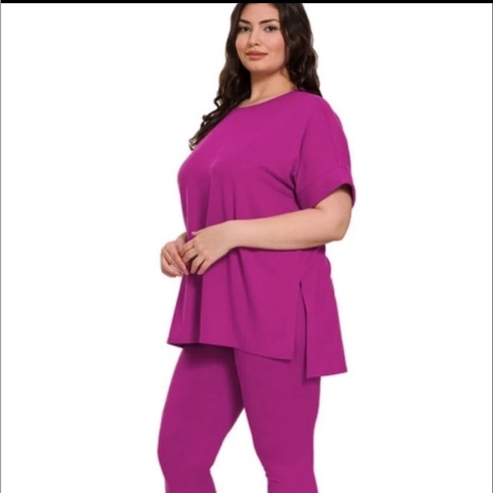 Zenana Brushed Microfiber V-Neck Long Sleeve Loungewear Set Medium NWOT - Picture 2 of 5